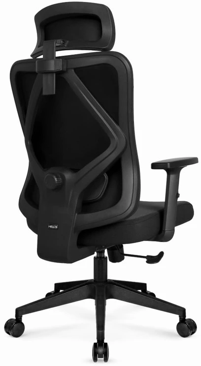 Hells Chair Biuro kėdė su spyruokline sėdyne ir 3D juosmens atrama, audinio apmušalas, juoda