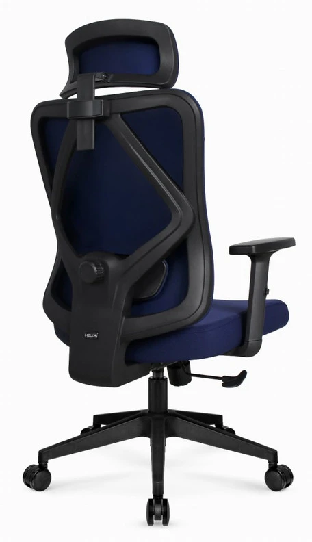 Hells Chair Biuro kėdė su spyruokline sėdyne ir 3D juosmens atrama, audinio apmušalas, tamsiai mėlyna