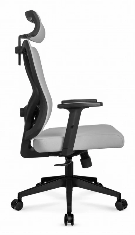 Hells Chair Biuro kėdė su spyruokline sėdyne ir 3D juosmens atrama, audinio apmušalas, pilka