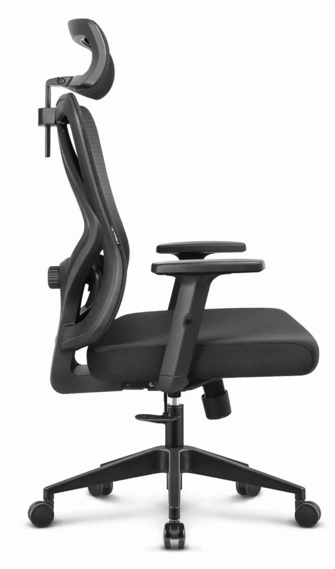 Hells Chair Biuro kėdė su tinkliniu apmušalu, 3D juosmens ir 2D galvos atramomis, juoda