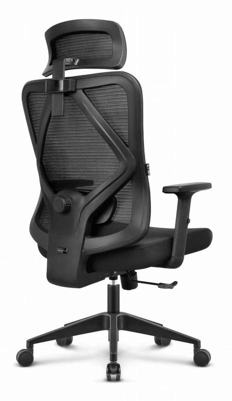 Hells Chair Biuro kėdė su tinkliniu apmušalu, 3D juosmens ir 2D galvos atramomis, juoda