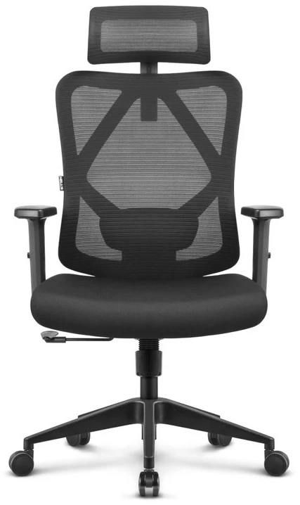 Hells Chair Biuro kėdė su tinkliniu apmušalu, 3D juosmens ir 2D galvos atramomis, juoda