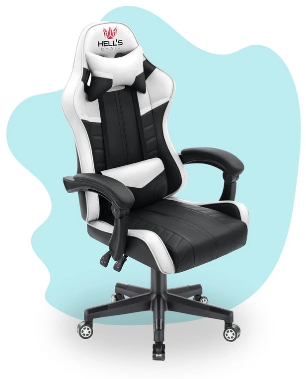 Hells Chair Vaikiška žaidimų kėdė su dirbtinės odos apmušalu, 125–150 cm ūgiui, juoda / balta