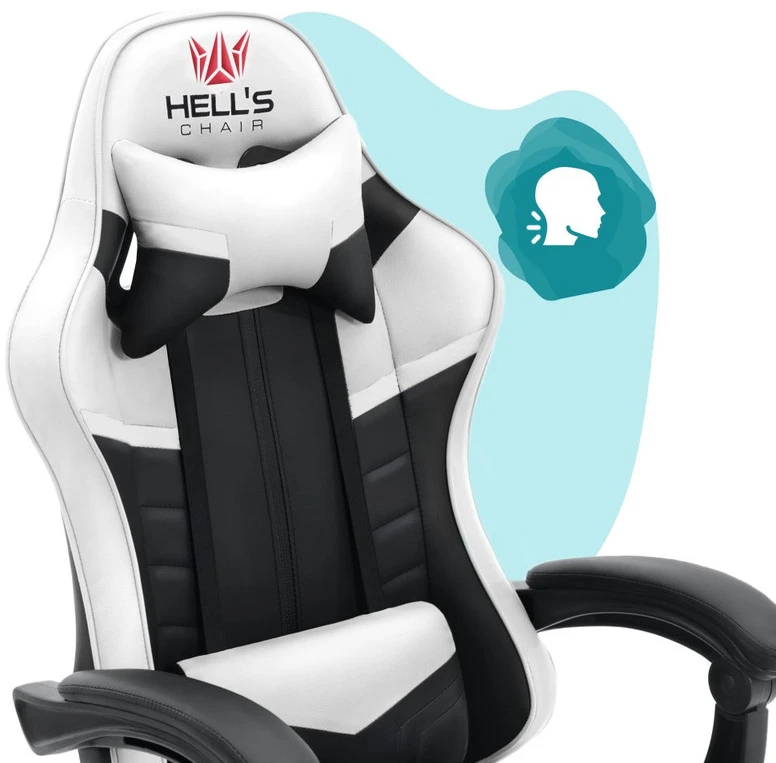 Hells Chair Vaikiška žaidimų kėdė su dirbtinės odos apmušalu, 125–150 cm ūgiui, juoda / balta