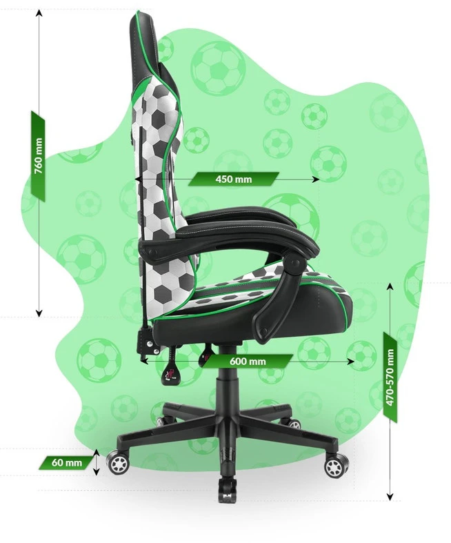 Hells Chair Vaikiška žaidimų kėdė su futbolo kamuoliais, 125–160 cm ūgiui, įvairiaspalvė