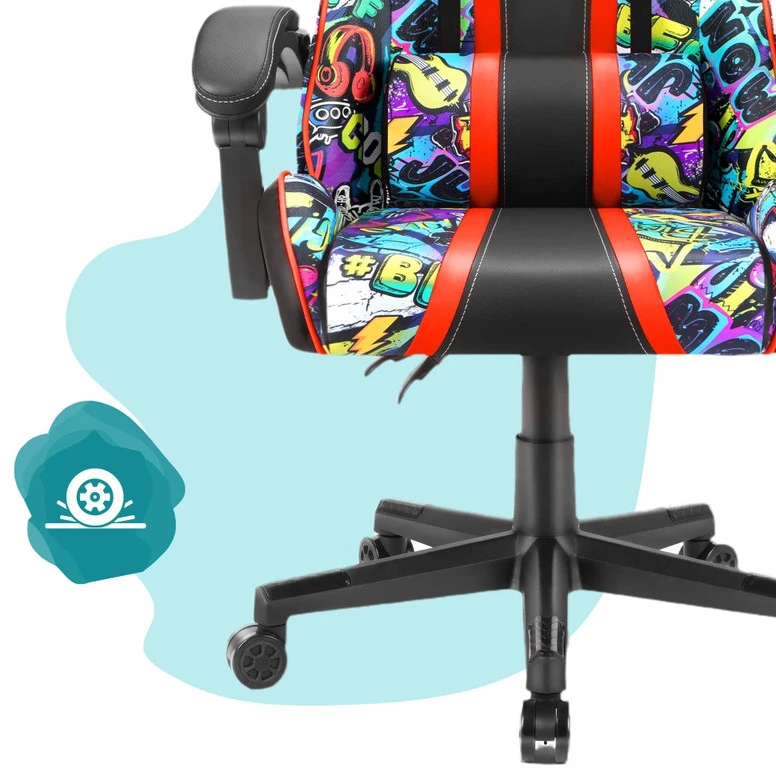 Hells Chair Vaikiška žaidimų kėdė su grafičiais, 125–160 cm ūgiui, įvairiaspalvė