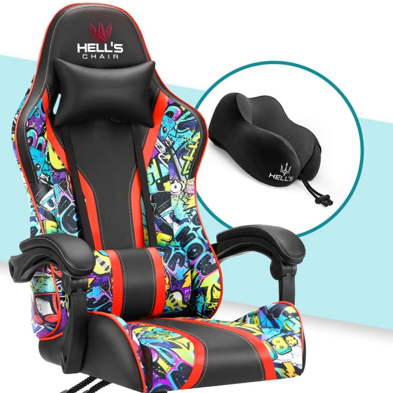 Hells Chair Vaikiška žaidimų kėdė su grafičiais, 125–160 cm ūgiui, įvairiaspalvė