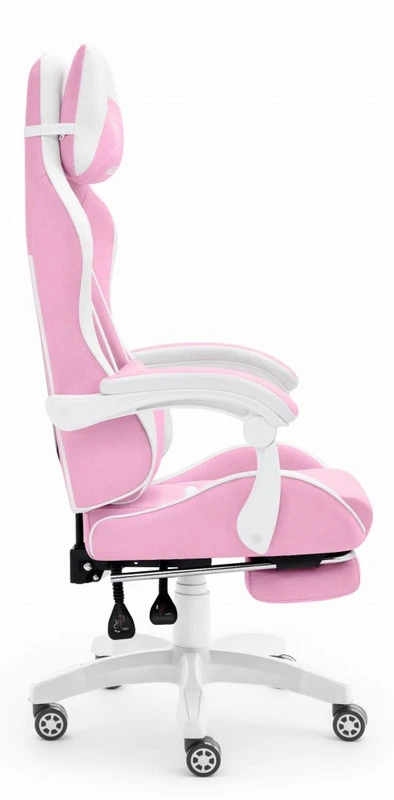 Hells Chair Vaikiška žaidimų kėdė su kojų atrama ir reguliuojamu atlošu, rožinė