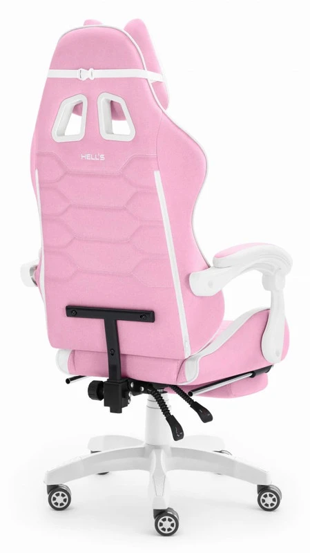 Hells Chair Vaikiška žaidimų kėdė su kojų atrama ir reguliuojamu atlošu, rožinė