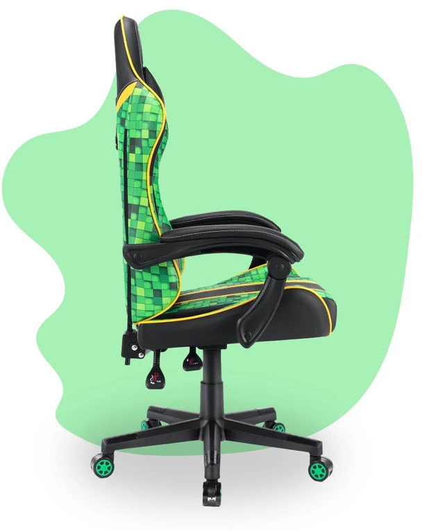Hells Chair Vaikiška žaidimų kėdė su pagalvėlėmis, 125–160 cm ūgiui, žalia ir juoda