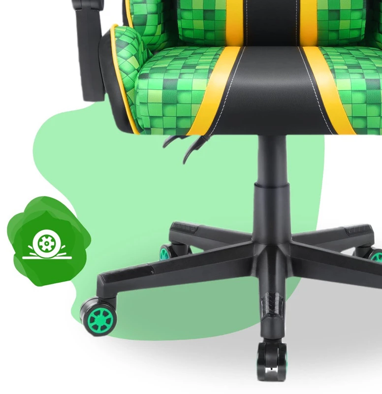 Hells Chair Vaikiška žaidimų kėdė su pagalvėlėmis, 125–160 cm ūgiui, žalia ir juoda