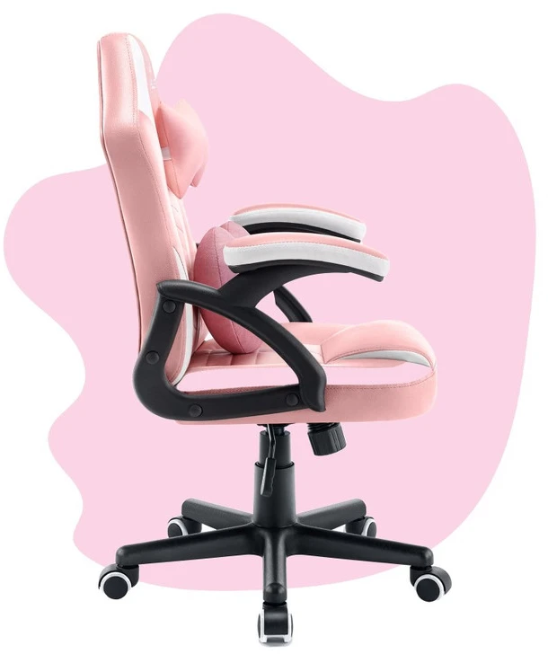Hells Chair Vaikiška žaidimų kėdė su širdelės formos pagalvėle, rožinė ir balta