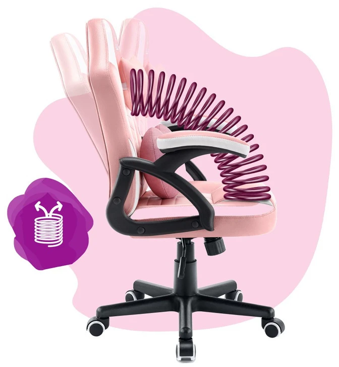 Hells Chair Vaikiška žaidimų kėdė su širdelės formos pagalvėle, rožinė ir balta