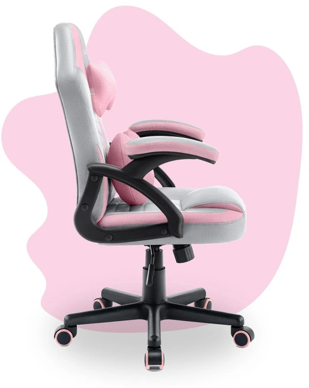 Hells Chair Vaikiška žaidimų kėdė su širdelės formos pagalvėle, pilka ir rožinė