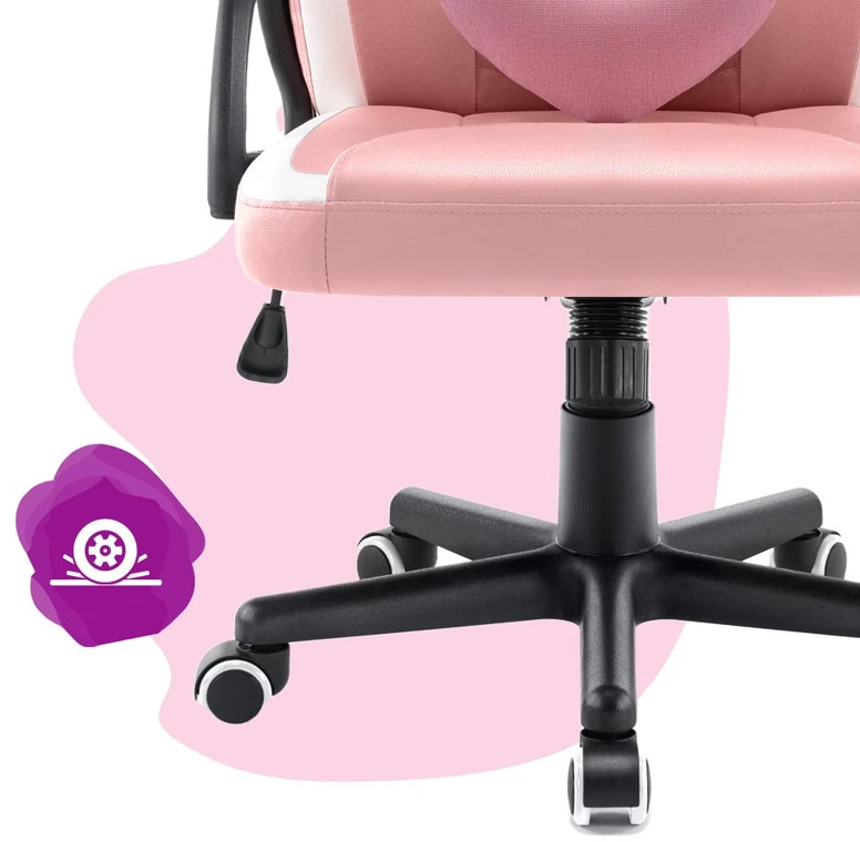 Hells Chair Vaikiška žaidimų kėdė su širdelės formos pagalvėle, rožinė ir balta