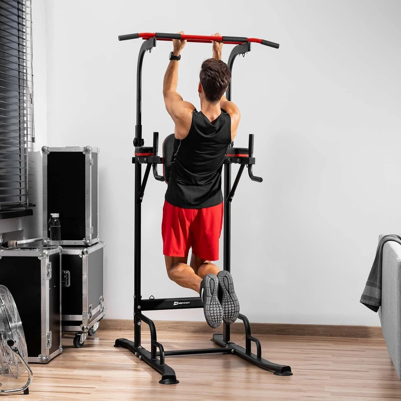 Hop Sport Daugiafunkcė jėgos treniruočių stotis su prisitraukimų skersiniu, lygiagretėmis ir 2 espanderiais, iki 150 kg