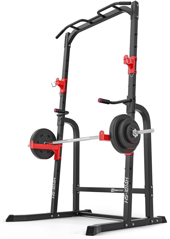 Hop Sport Daugiafunkcė jėgos treniruočių stotelė su prisitraukimų skersiniu, lygiagretėmis ir štangos laikikliais, iki 300 kg