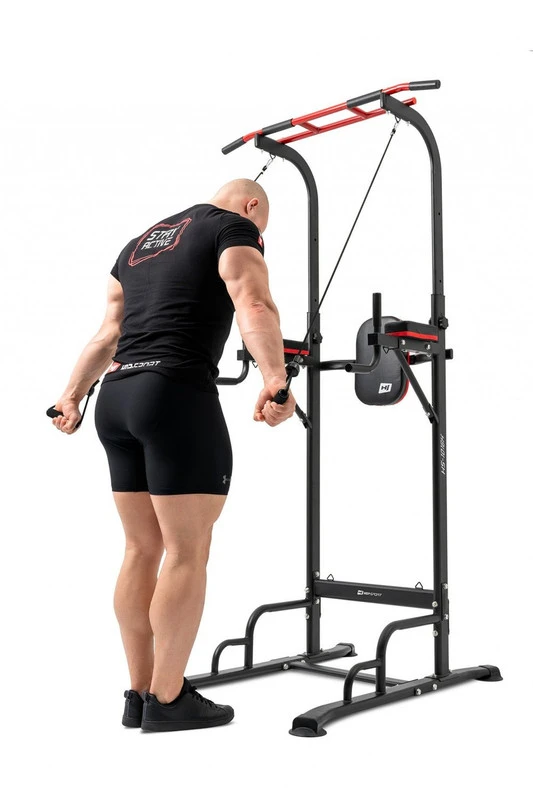 Hop Sport Daugiafunkcė jėgos treniruočių stotis su prisitraukimų skersiniu, lygiagretėmis ir 2 espanderiais, iki 150 kg