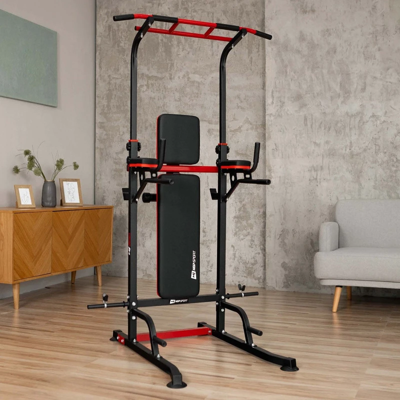 Hop Sport Daugiafunkcė treniruočių stotelė su suoliuku, prisitraukimų skersiniu ir štangos laikikliais, iki 150 kg