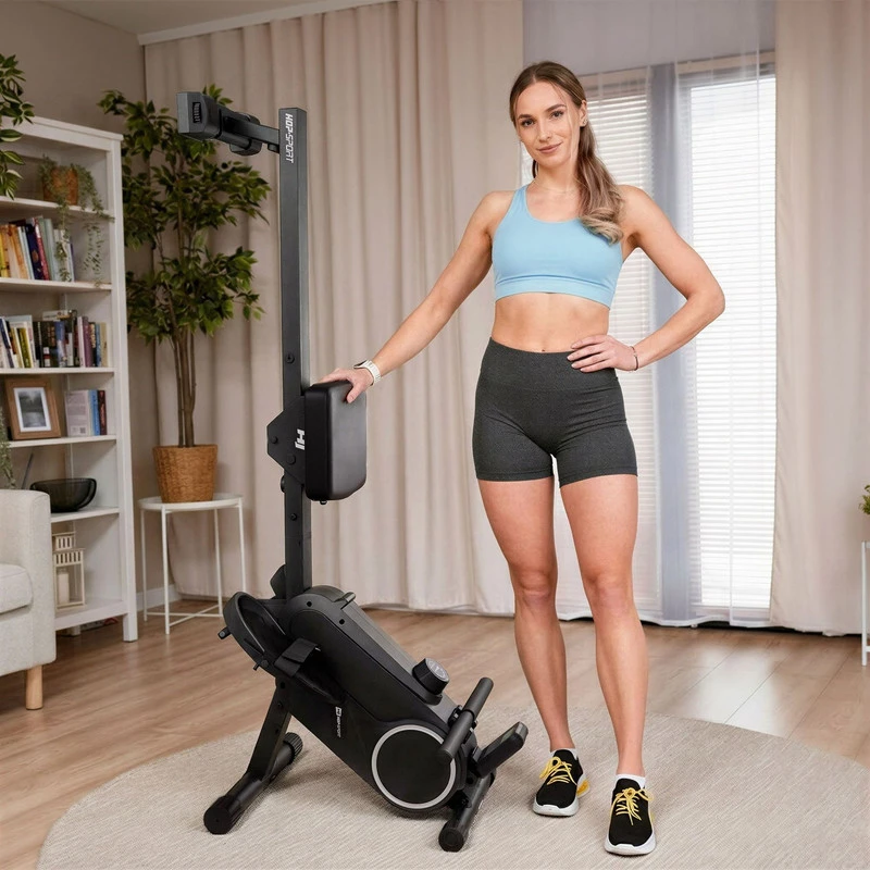 Hop Sport Magnetinis irklavimo treniruoklis su LCD ekranu, 16 pasipriešinimo lygių ir Bluetooth, iki 110 kg, juodas