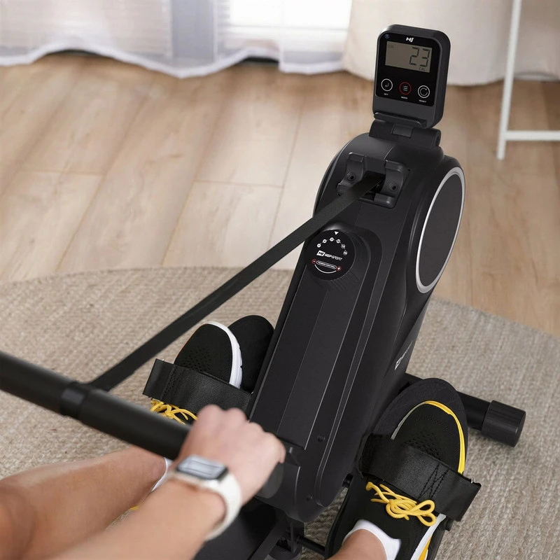 Hop Sport Magnetinis irklavimo treniruoklis su LCD ekranu, 16 pasipriešinimo lygių ir Bluetooth, iki 110 kg, juodas