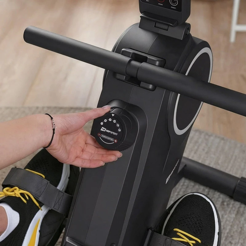 Hop Sport Magnetinis irklavimo treniruoklis su LCD ekranu, 16 pasipriešinimo lygių ir Bluetooth, iki 110 kg, juodas