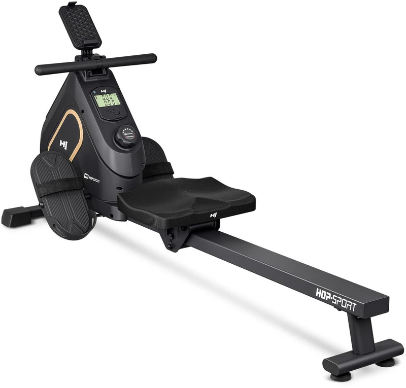 Hop Sport Magnetinis irklavimo treniruoklis su 16 pasipriešinimo lygių ir Bluetooth, iki 120 kg, juodas / auksinis