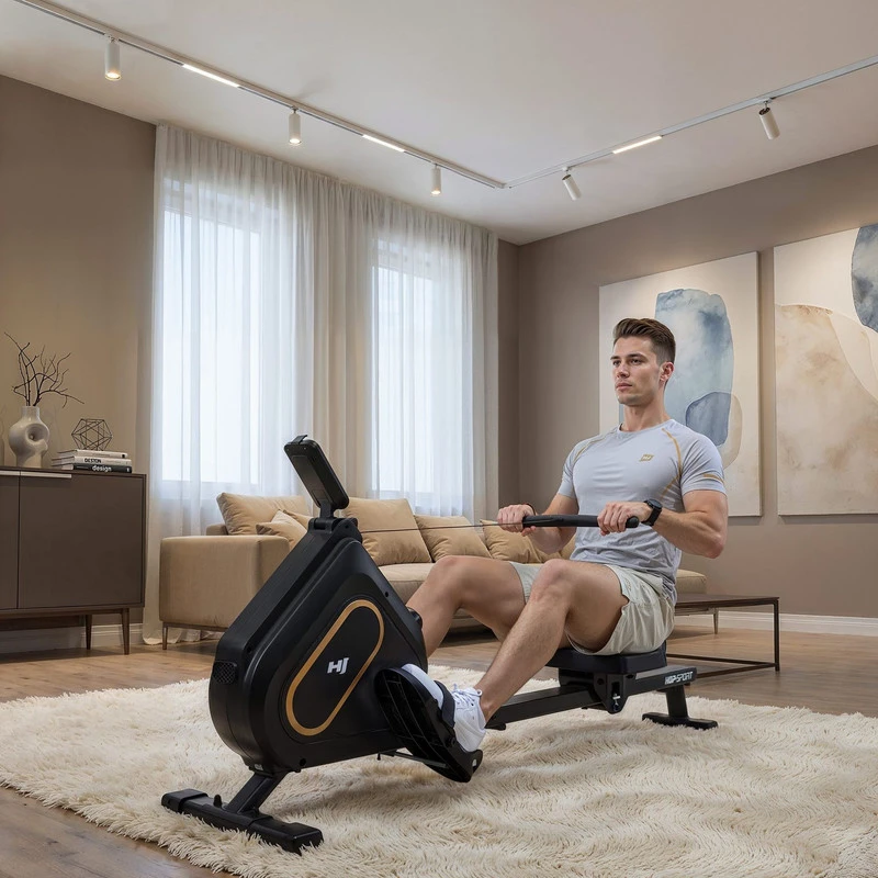 Hop Sport Magnetinis irklavimo treniruoklis su 16 pasipriešinimo lygių ir Bluetooth, iki 120 kg, juodas / auksinis