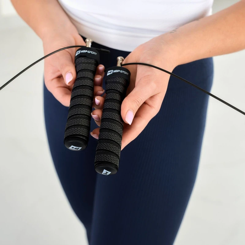 Hop Sport Sportinė šokdynė su guoliais ir reguliuojamu troseliu, 300 cm, juoda