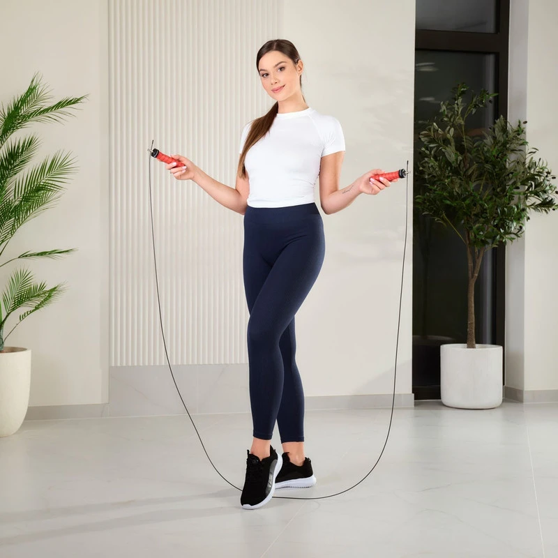 Hop Sport Sportinė šokdynė su guoliais ir reguliuojamu troseliu, 300 cm, raudona