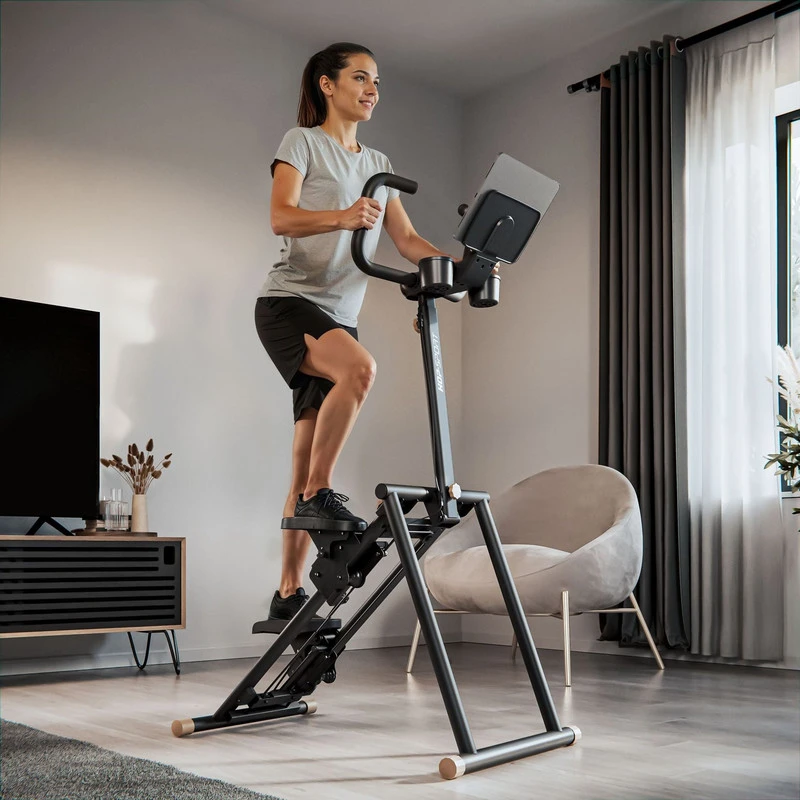 Hop Sport Sulankstomas laiptų steperis su reguliuojamomis rankenomis ir pulso jutikliais, iki 120 kg, juodas