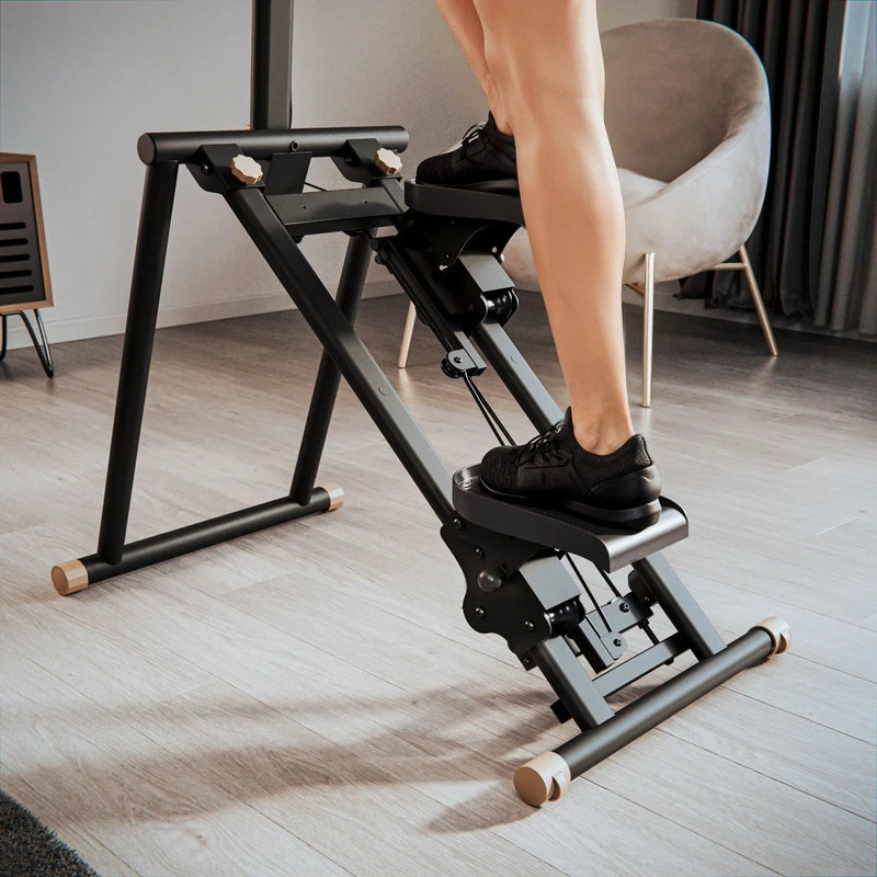 Hop Sport Sulankstomas laiptų steperis su reguliuojamomis rankenomis ir pulso jutikliais, iki 120 kg, juodas
