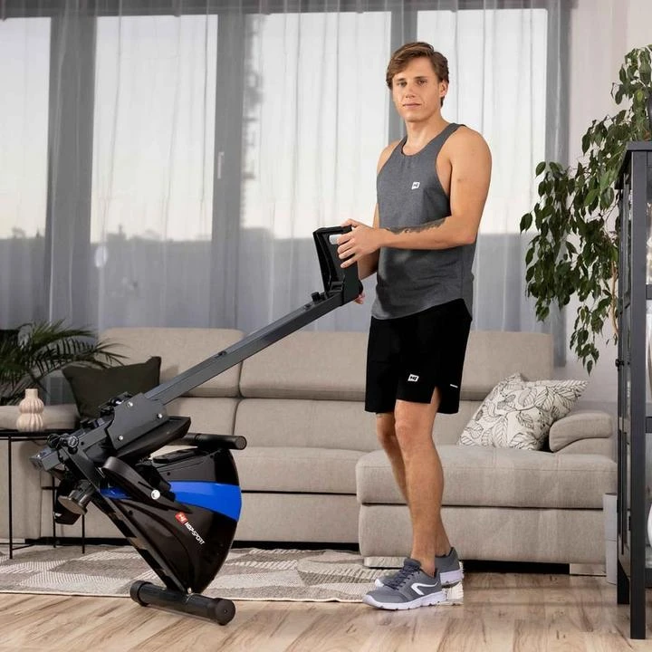 Hop Sport Sulankstomas magnetinis irklavimo treniruoklis su 10 pasipriešinimo lygių, iki 120 kg, mėlynas