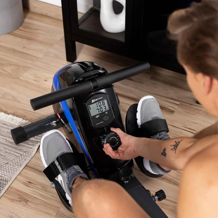 Hop Sport Sulankstomas magnetinis irklavimo treniruoklis su 10 pasipriešinimo lygių, iki 120 kg, mėlynas
