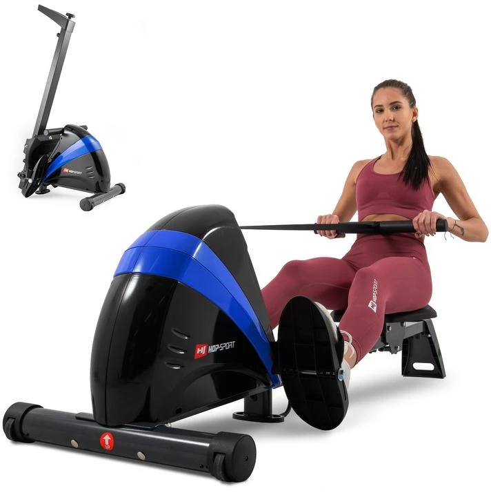 Hop Sport Sulankstomas magnetinis irklavimo treniruoklis su 10 pasipriešinimo lygių, iki 120 kg, mėlynas
