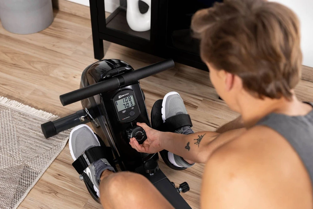 Hop Sport Sulankstomas magnetinis irklavimo treniruoklis su 10 pasipriešinimo lygių, iki 120 kg, juodas