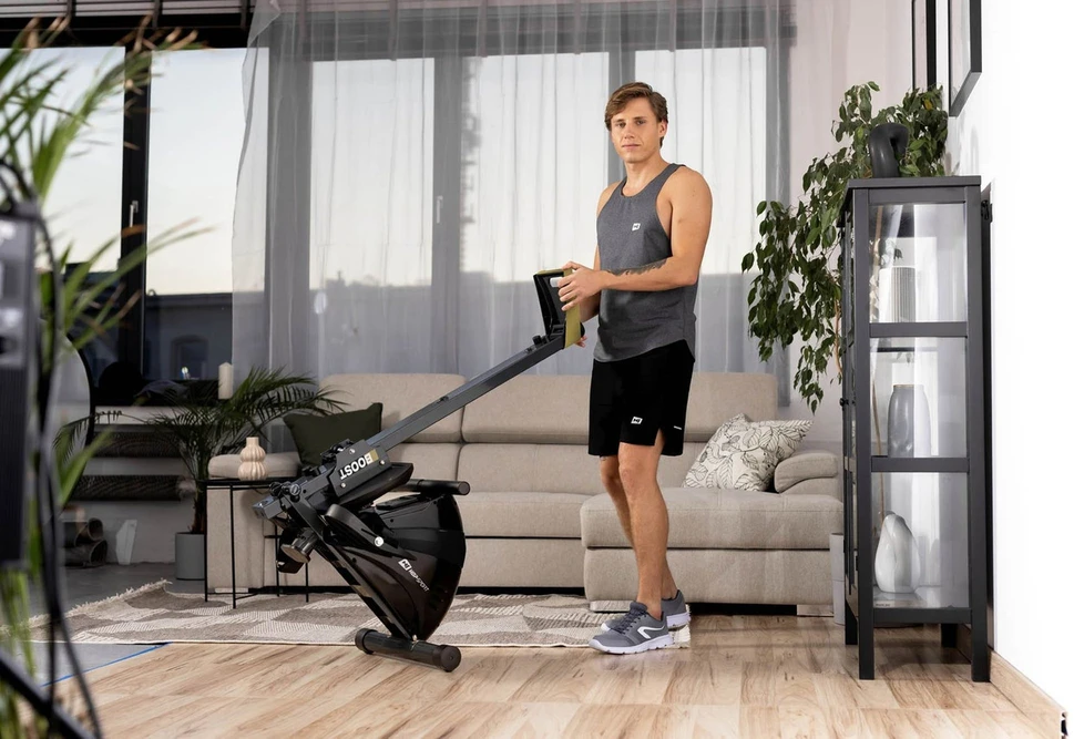 Hop Sport Sulankstomas magnetinis irklavimo treniruoklis su 10 pasipriešinimo lygių, iki 120 kg, juodas