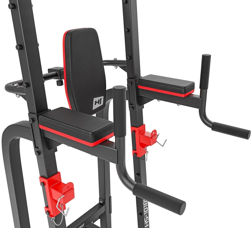 Hop Sport Treniruočių stovas su prisitraukimų skersiniu, lygiagretėmis ir reguliuojamais štangos laikikliais, iki 300 kg
