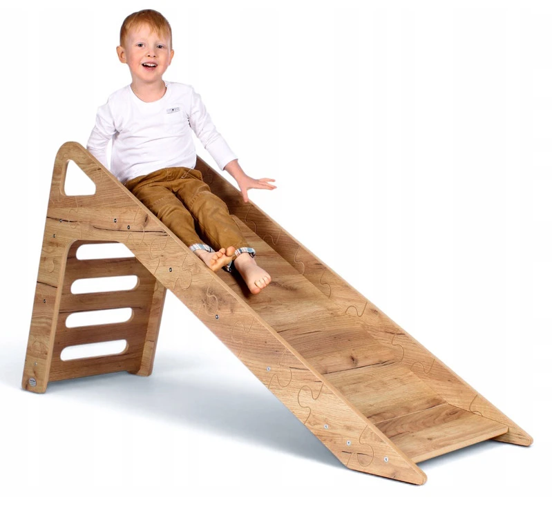 Kidshelper Vaikiška čiuožykla namams, nuo 12 mėn., 100 cm čiuožiamoji dalis, iki 50 kg, ąžuolo ruda