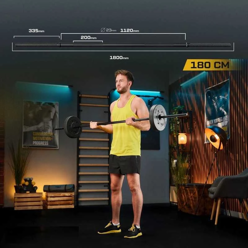 Trex Sport Plieniniai štangos grifai, rinkinys: tiesus 180 cm + lenktas 120 cm, 25 mm