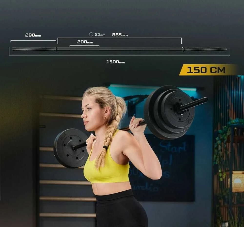 Trex Sport Plieniniai štangos grifai, rinkinys: tiesus 150 cm + lenktas 120 cm, 25 mm