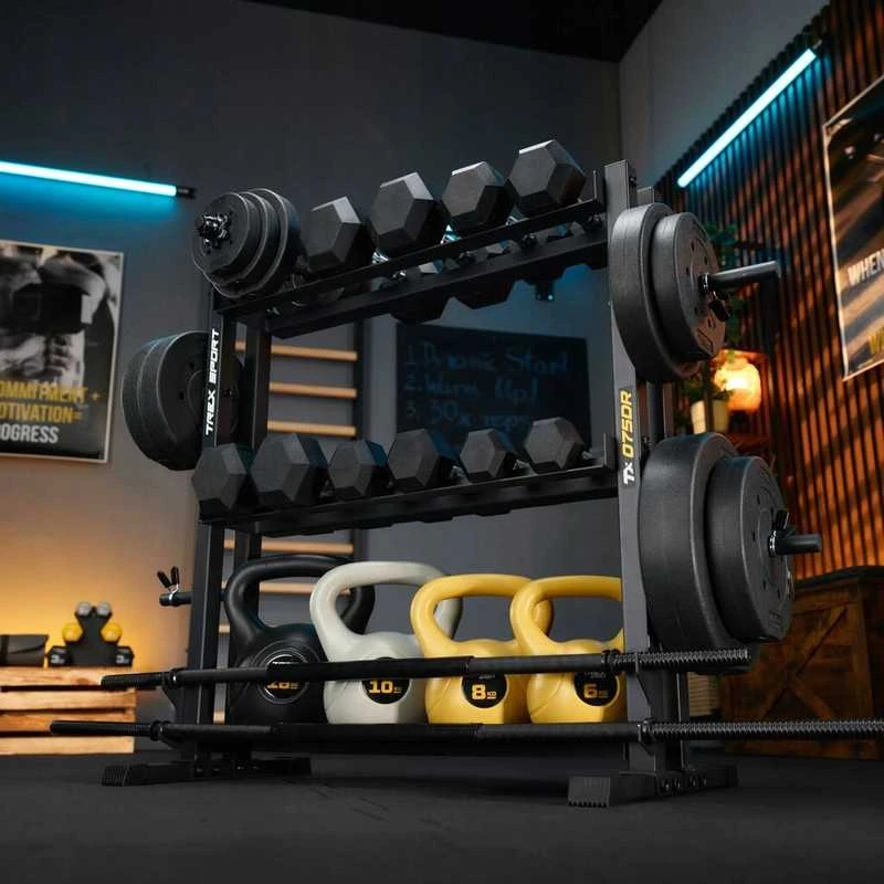 Trex Sport Stovas hanteliams, svoriams ir grifams, 3 lygiai