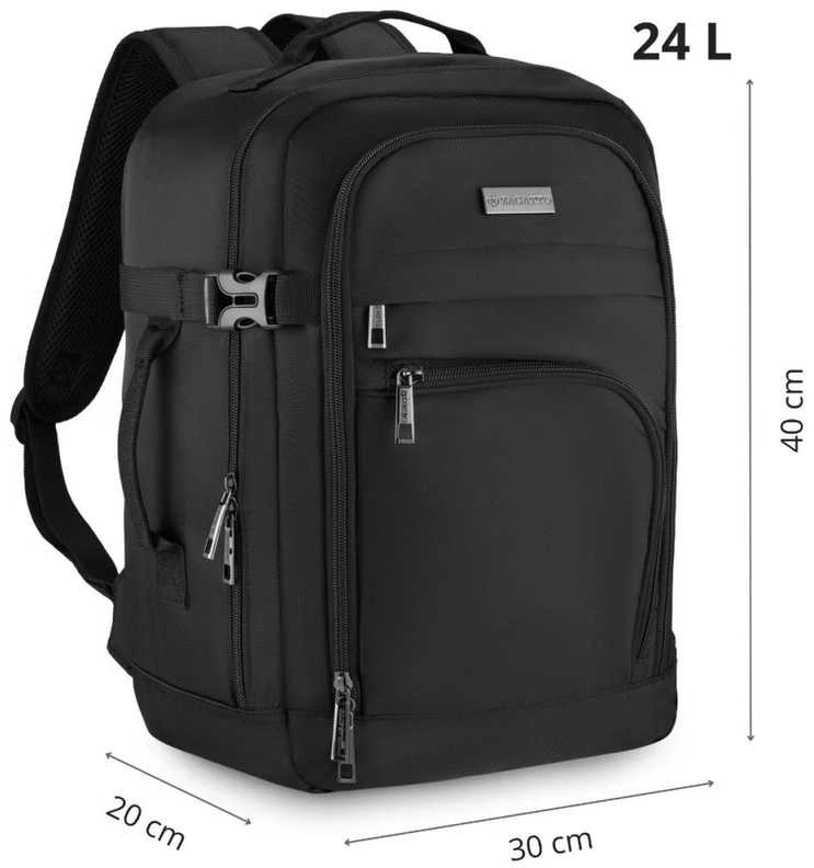 Zagatto Kelioninė kuprinė 40x30x20 cm, rankiniam bagažui Ryanair ir Wizz Air, juoda