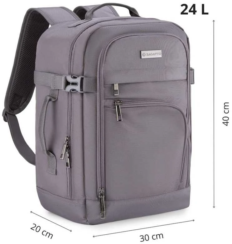 Zagatto Kelioninė kuprinė 40x30x20 cm, rankiniam bagažui Ryanair ir Wizz Air, pilka