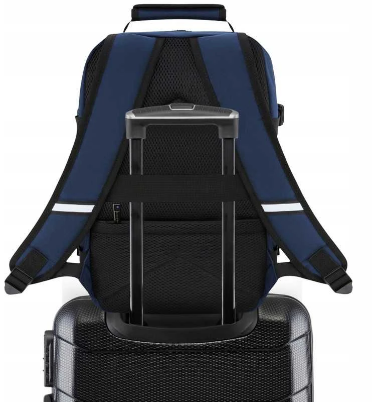 Zagatto Kelioninė kuprinė lėktuvui 40x30x20 cm su laptopo skyriumi, lengvas rankinis bagažas Ryanair / Wizz Air, tamsiai mėlyna
