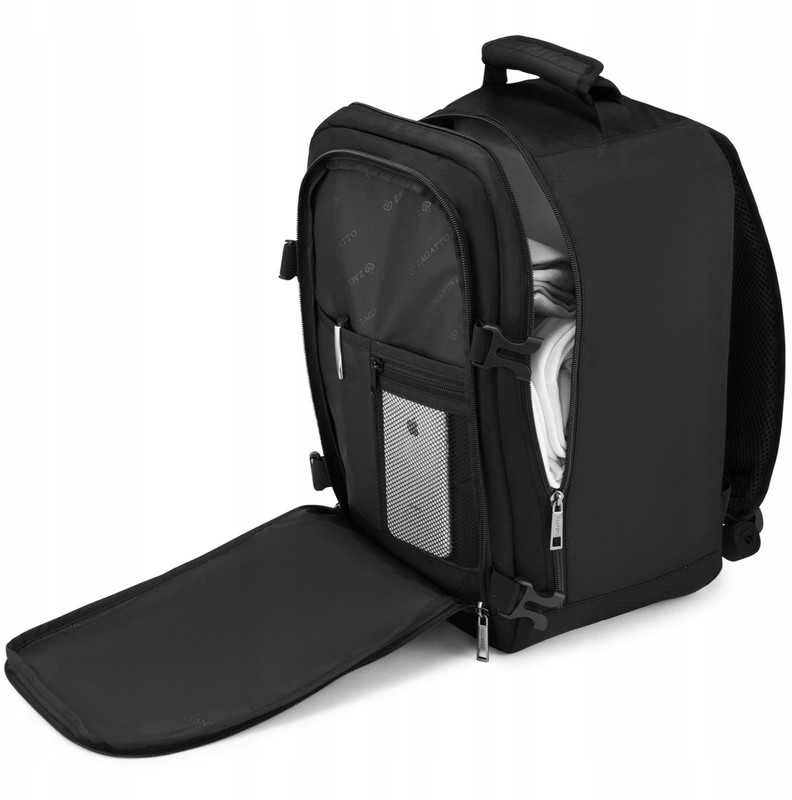 Zagatto Kelioninė kuprinė lėktuvui 40x30x20 cm su laptopo skyriumi, lengvas rankinis bagažas Ryanair / Wizz Air, juoda