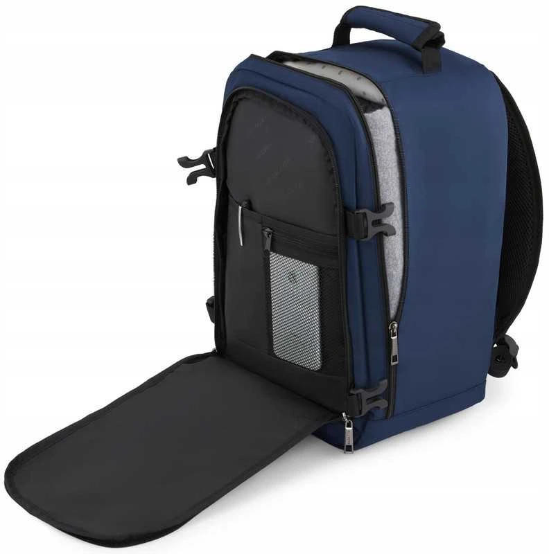Zagatto Kelioninė kuprinė lėktuvui 40x30x20 cm su laptopo skyriumi, lengvas rankinis bagažas Ryanair / Wizz Air, tamsiai mėlyna