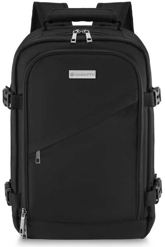 Zagatto Kelioninė kuprinė lėktuvui 40x30x20 cm su laptopo skyriumi, lengvas rankinis bagažas Ryanair / Wizz Air, juoda
