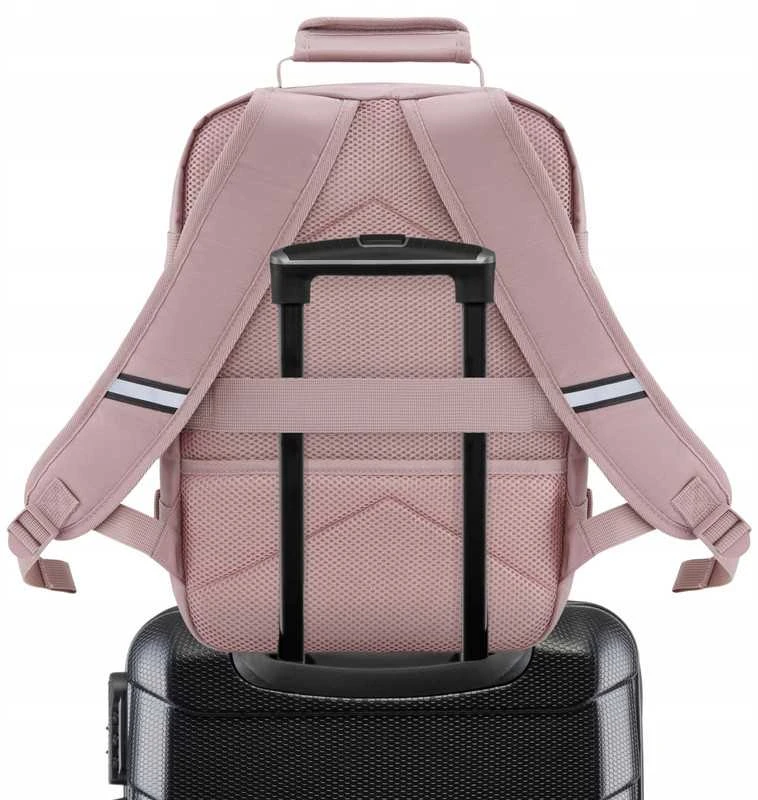 Zagatto Kelioninė kuprinė lėktuvui 40x30x20 cm su laptopo skyriumi, lengvas rankinis bagažas Ryanair / Wizz Air, rožinė