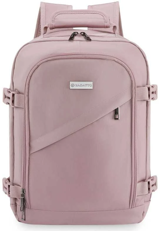 Zagatto Kelioninė kuprinė lėktuvui 40x30x20 cm su laptopo skyriumi, lengvas rankinis bagažas Ryanair / Wizz Air, rožinė